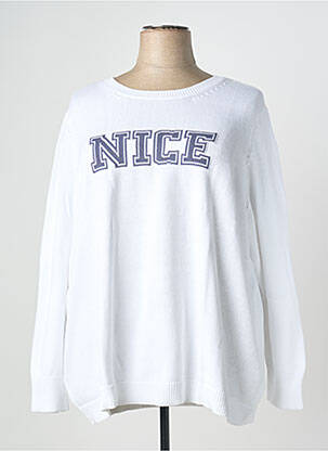 Pull maille souple et aérée manches longues blanc SHEEGO femme
