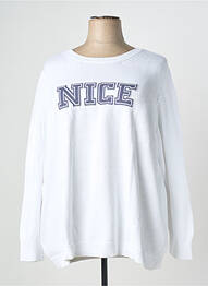 Pull maille souple et aérée manches longues blanc SHEEGO femme