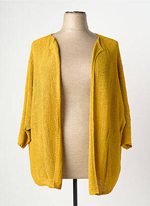 Gilet manches longues col rond jaune SHEEGO femme