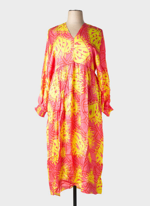 Robe longue manches longues manches longues rose SHEEGO femme