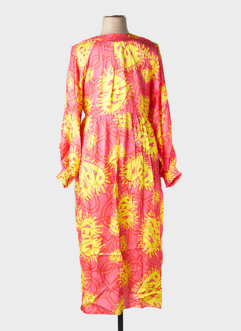 Robe longue manches longues manches longues rose SHEEGO femme