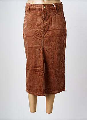 Jupe mi-longue coupe droite marron LPB femme