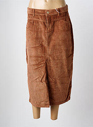 Jupe mi-longue coupe droite marron LPB femme