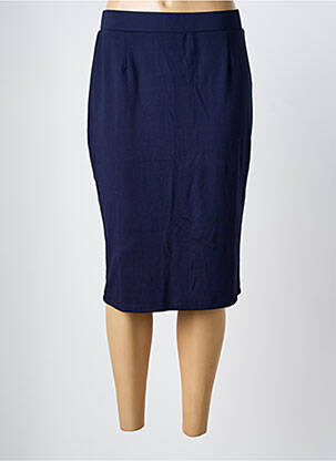 Jupe mi-longue coupe droite bleu SIGNATURE femme