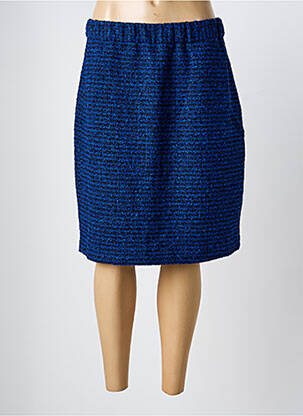 Jupe mi-longue coupe droite bleu SIGNATURE femme