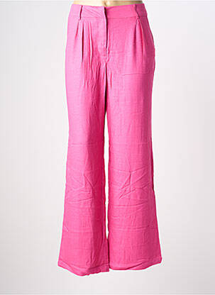 Pantalon large tissage crêpe taille haute rose LES P'TITES BOMBES femme