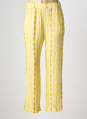 Pantalon droit tissage crêpe taille normale jaune SYSTEMACTION femme