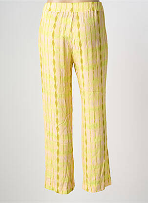 Pantalon droit tissage crêpe taille normale jaune SYSTEMACTION femme