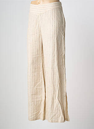 Pantalon large fermeture zip latéral beige SYSTEMACTION femme