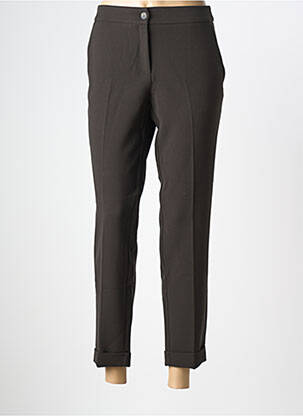 Pantalon 7/8 taille à pinces taille normale marron PAZ TORRAS femme