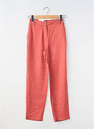 Pantalon droit tissage popeline taille normale rouge C'EST BEAU LA VIE femme