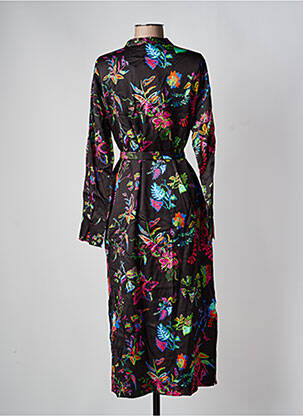 Robe mi-longue imprimé fleurs manches longues noir COSTER COPENHAGEN femme