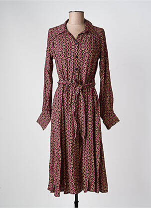 Robe mi-longue coupe fluide manches longues rose KING LOUIE femme