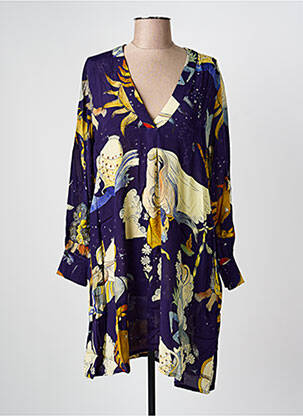 Robe courte manches longues manches longues violet HOD femme