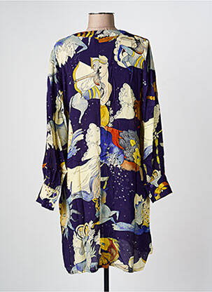 Robe courte coupe fluide manches longues violet HOD femme