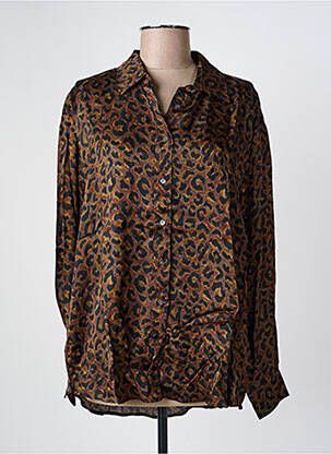 Chemisier tissage crêpe manches longues marron HARTFORD femme