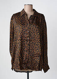 Chemisier tissage crêpe manches longues marron HARTFORD femme