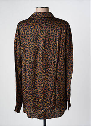 Chemisier tissage crêpe manches longues marron HARTFORD femme