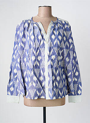 Chemisier tissage crêpe manches longues bleu V.DE.VINSTER femme