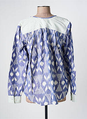 Chemisier tissage crêpe manches longues bleu V.DE.VINSTER femme