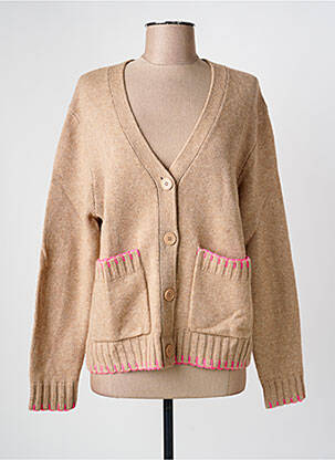 Gilet manches longues resserrée sur le bas marron MAJESTIC FILATURES femme