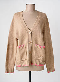 Gilet manches longues resserrée sur le bas marron MAJESTIC FILATURES femme