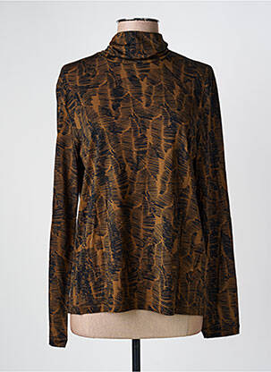 Sous-pull imprimé fantaisie manches longues marron MAJESTIC FILATURES femme
