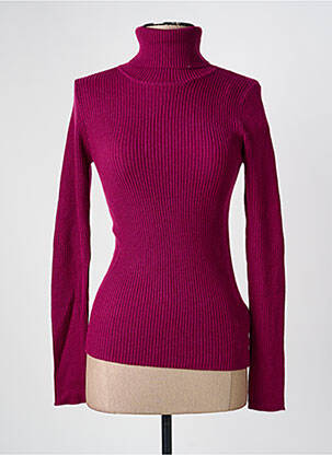 Pull col roulé tissage côtelé manches longues violet MKT STUDIO femme