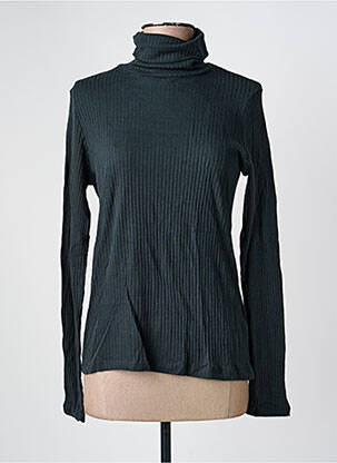 Pull col roulé tissage côtelé manches longues gris MAJESTIC FILATURES femme