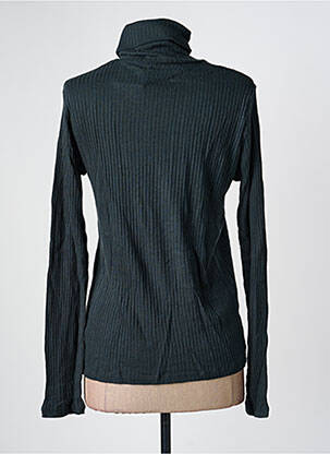 Pull col roulé tissage côtelé manches longues gris MAJESTIC FILATURES femme