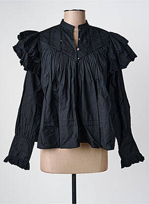 Blouse tissage popeline manches longues noir V.DE.VINSTER femme