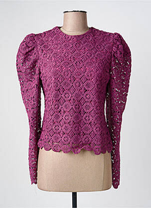 Top coupe cintrée manches longues violet THE NEW SOCIETY femme