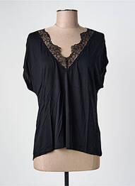 Top tissage jersey manches courtes noir MAJESTIC FILATURES femme