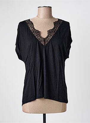 Top tissage jersey manches courtes noir MAJESTIC FILATURES femme