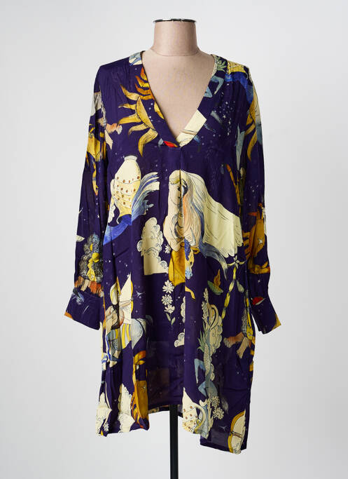 Robe courte manches longues manches longues violet HOD femme