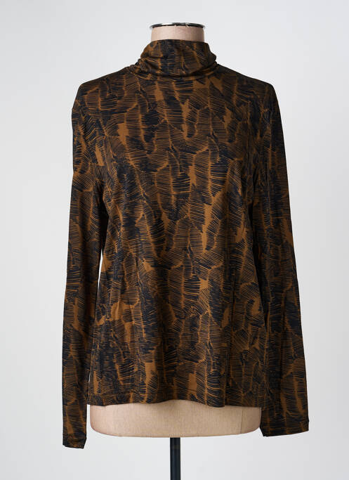 Sous-pull imprimé fantaisie manches longues marron MAJESTIC FILATURES femme