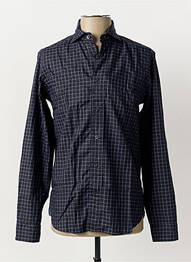 Chemise manches longues imprimé carreaux bleu FIL NOIR homme