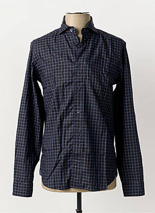 Chemise manches longues imprimé carreaux bleu FIL NOIR homme