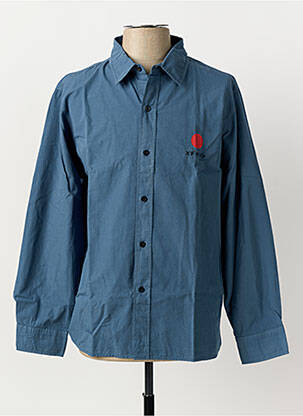 Chemise manches longues coupe droite bleu EDWIN homme