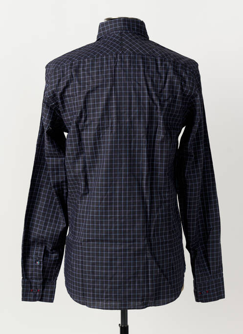 Chemise manches longues imprimé carreaux bleu FIL NOIR homme