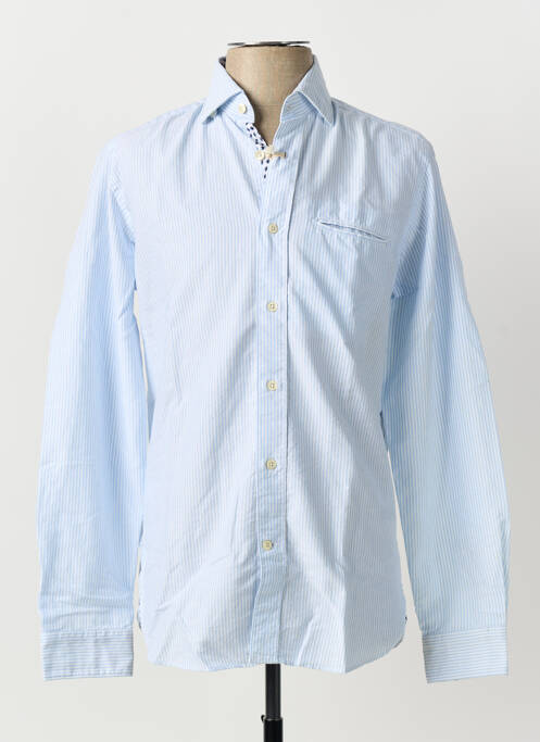 Chemise manches longues imprimé rayures bleu FIL NOIR homme