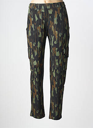 Pantalon cargo slim taille normale vert MAJESTIC FILATURES femme