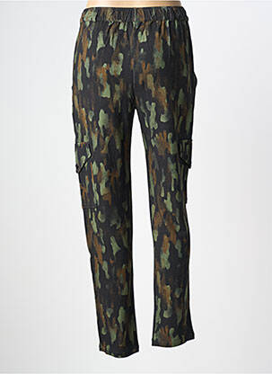 Pantalon cargo slim taille normale vert MAJESTIC FILATURES femme