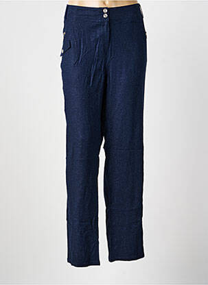 Pantalon droit fermeture zippée sous rabat boutonné taille normale bleu IMPULSION femme