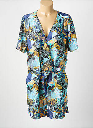 Combishort tissage crêpe manches courtes bleu CHRISMAS'S femme