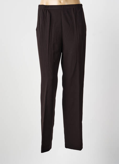 Pantalon droit tissage crêpe taille normale marron IMPULSION femme