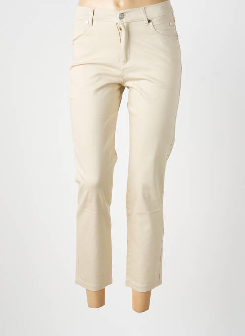 Pantalon 7/8 taille haute taille haute beige MARBLE femme
