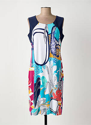 Robe mi-longue imprimé fleurs sans manche bleu ARONA femme