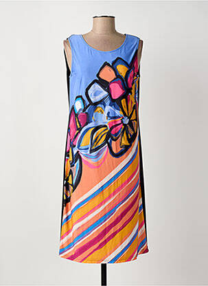 Robe mi-longue imprimé fleurs sans manche violet ARONA femme