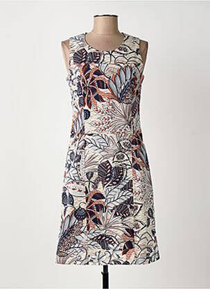 Robe mi-longue imprimé fleurs sans manche beige MERI & ESCA femme